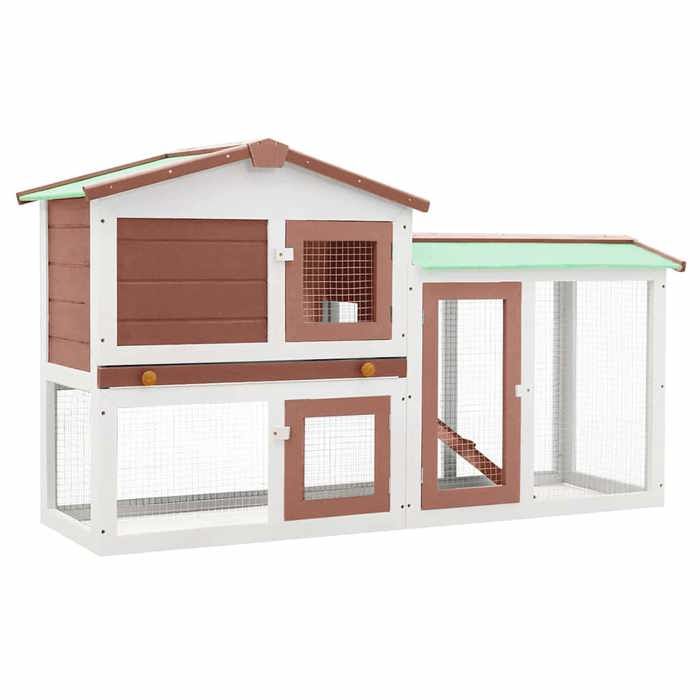 JILLS - Poulailler enclos cage poules dextérieur Clapier large dextérieur Marron et blanc 145x45x84cm - Bois OCT84667105