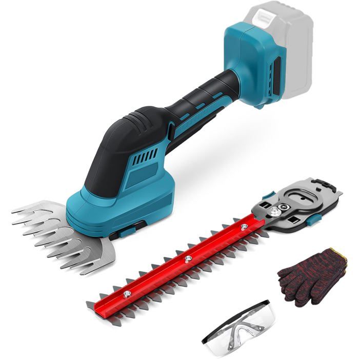 Taille-Haie Sans Fil 2-en-1 Compatible Makita 18V - Lame Herbe 15cm + Lame Arbuste 23cm (Sans Batterie)
