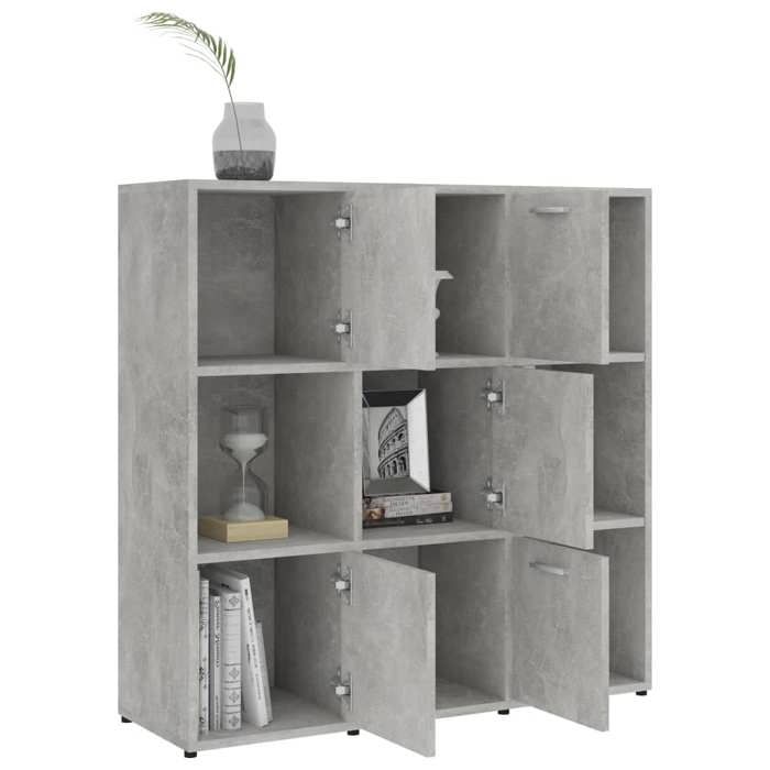 SALE dhiver Bibliothèque Multi-Rangement - JILLS - armoire à livres - Gris béton 90x30x90 cm Bois d’ingénierie BB1689