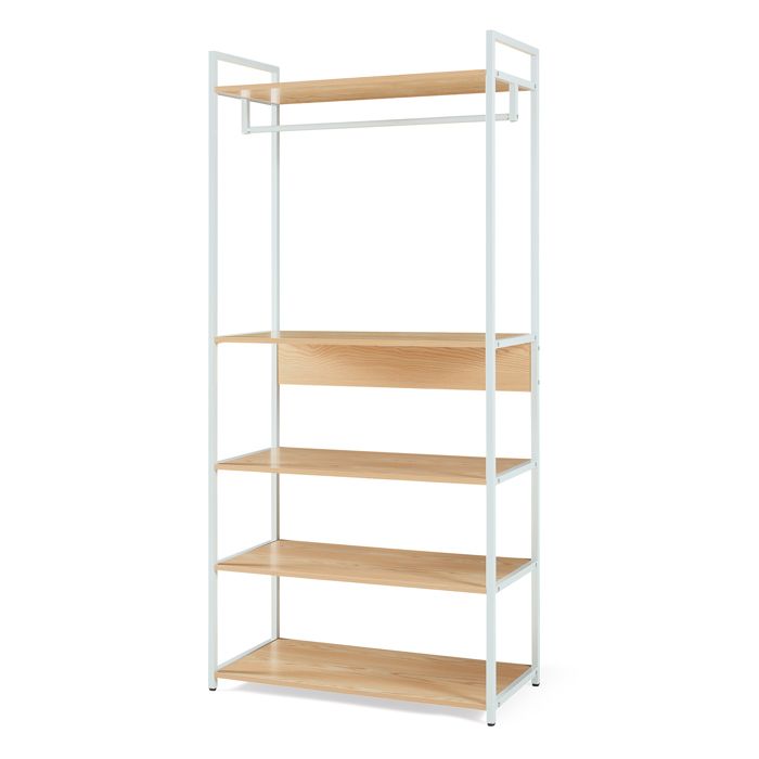 Portant à vêtements Larem avec 4 étagères 180 x 84 x 40 cm blanc effet chêne