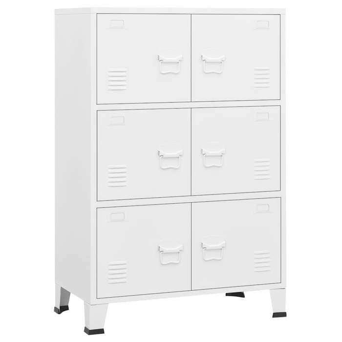 “Winter SaleTOP Armoire de classement Blanc - Coffre de rangement industriel Blanc 75x40x115cm Métal PRO40613