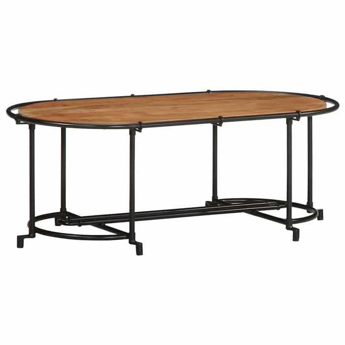Table basse en bois massif - GKO - 110x55x40 cm - Bois dacacia - Marron et noir - Cadre en fer - Style industriel