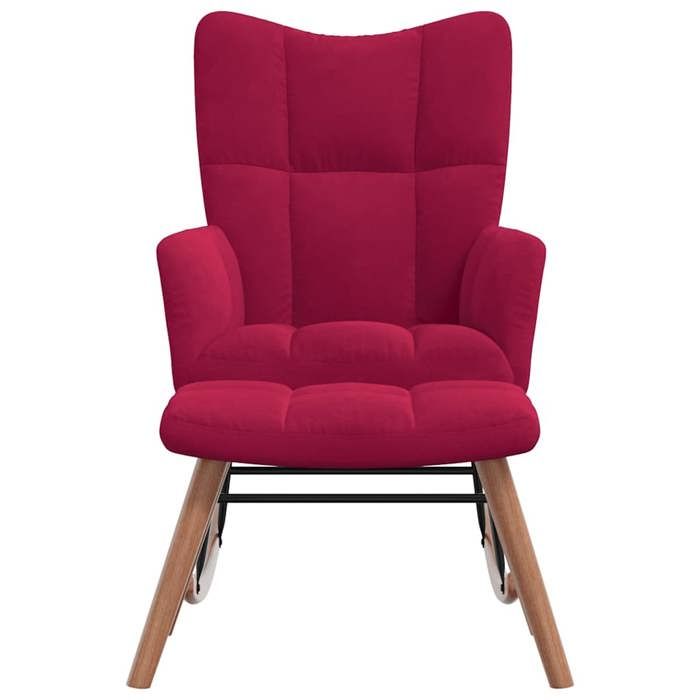 Rouge Chaise/Fauteuil à bascule SOLOMON Pour 1 personne avec repose-pied - Rouge bordeaux Velours FF844