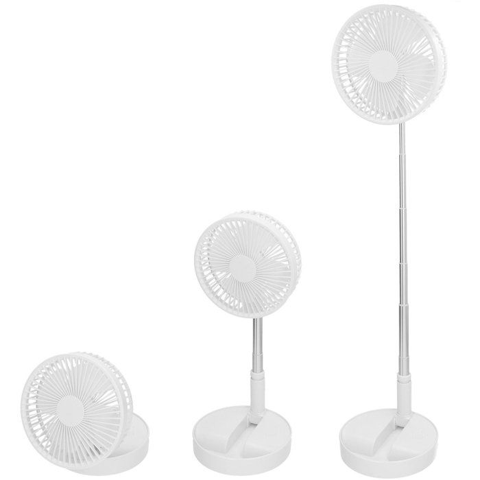 Ventilateur sur pied pliable - Hauteur réglable de 975 cm - 4 vitesses et 6 heures dautonomie - Rechargeable par USB et sans fil
