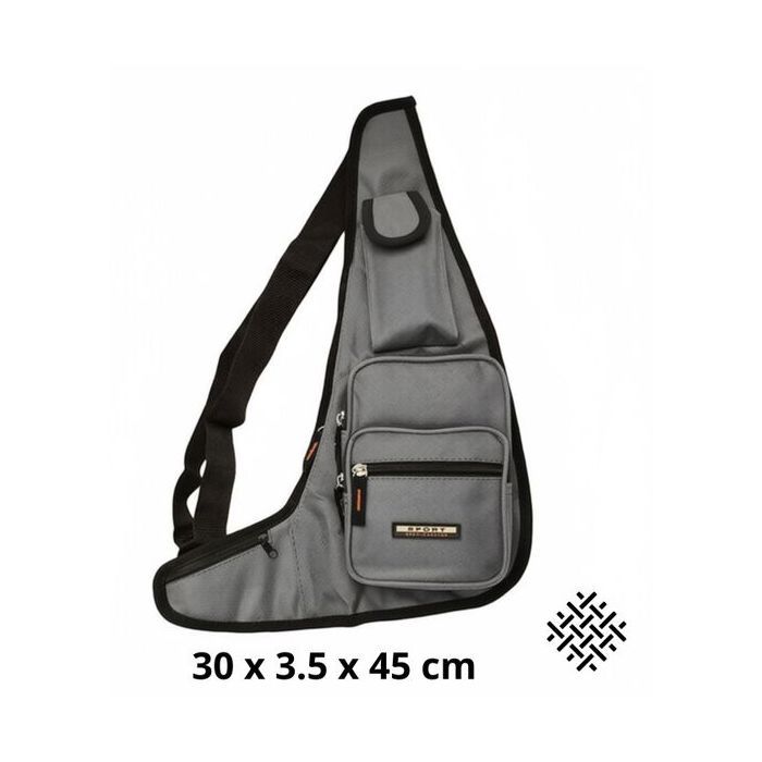 Sacoche Multi-Poches pour Homme - Sac Bandoulière en Nylon Gris