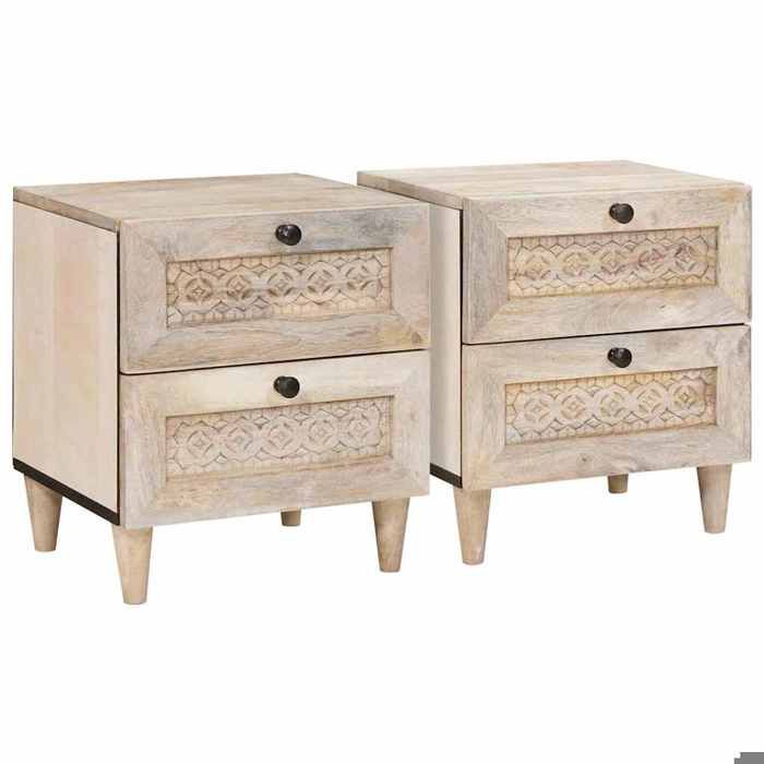 2pcs Armoires de chevet - Magnifique Beige Cabinet de chevet avec tiroir - Montage facile - Beige 40x33x46cm CL5233676