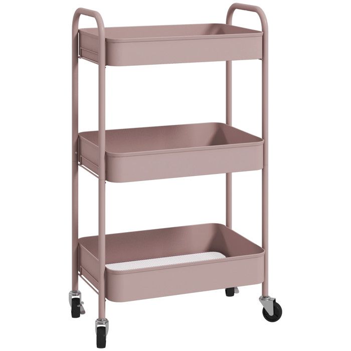 Desserte Kalix rangement pratique et élégant chariot cuisine salle de bain vieux rose