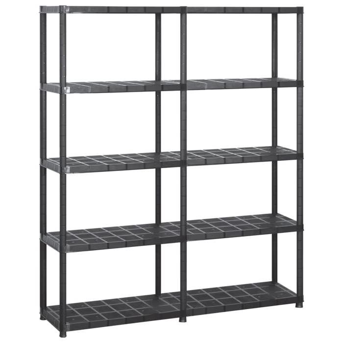 Noir Étagères industrielles - Étagère de rangement à 5 niveaux Noir 142x38x170 cm Plastique C261