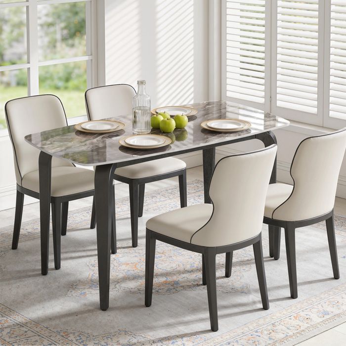 Table à manger rectangulaire pour 4 personnes 130 x 70 x 75 cm table de cuisine avec plateau en pierre frittée marron