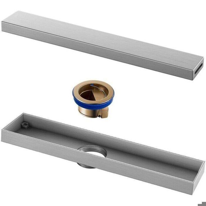 Caniveau de douche 70 cm - Carrelage extra plat avec siphon anti-odeurs et filtre à cheveux - Kit complet de caniveau