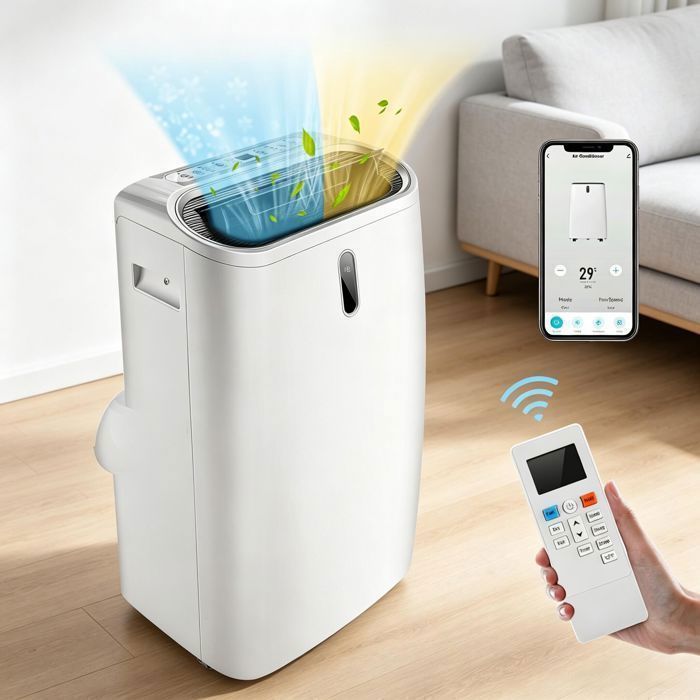 Climatiseur Mobile 14000BTU - GIANTEX Fonction Chauffage - Minuterie - Mode Nuit - APP - 40m2 - évacuation Classe énergétique A