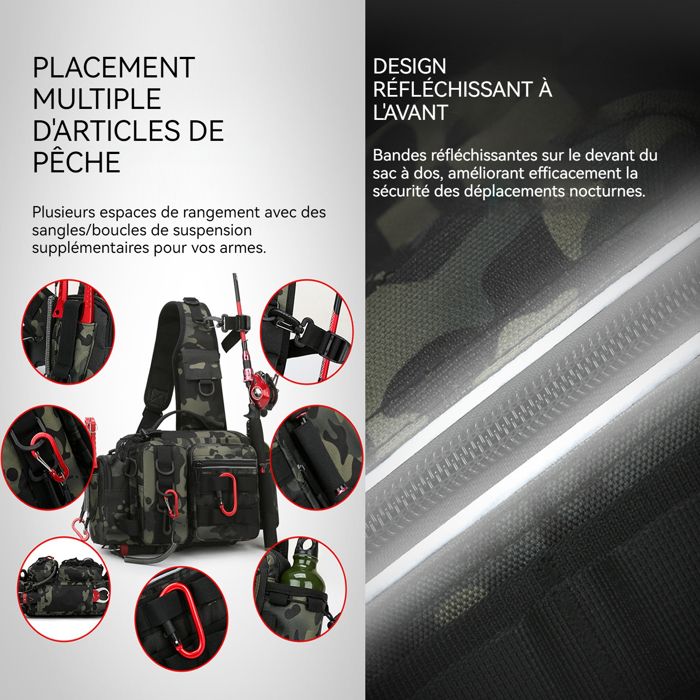 Sac de pêche 38x19cm pêche grande capacité résistant - BEARWIN - sac et sûr facile à transporter sac pour la pêche la randonnée sa