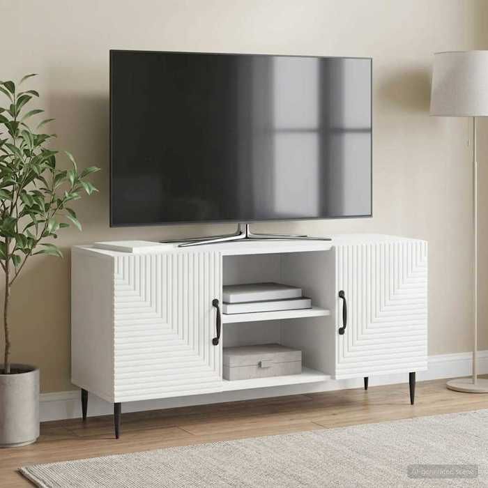 vidaXL Meuble TV Blanc brillant 102 x 34 5 x 50 cm Bois dingénierie 894929