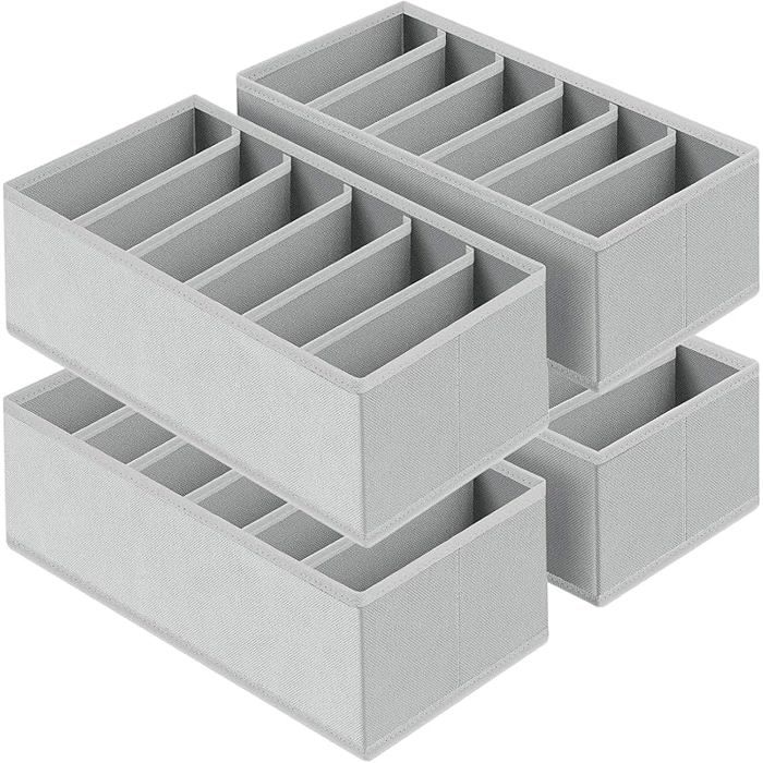 Boite Rangement Vetement Rangement Tiroir Organisateur Organisateur Dressing Organiseur Tiroir en Tissu de Gris Lot de 4