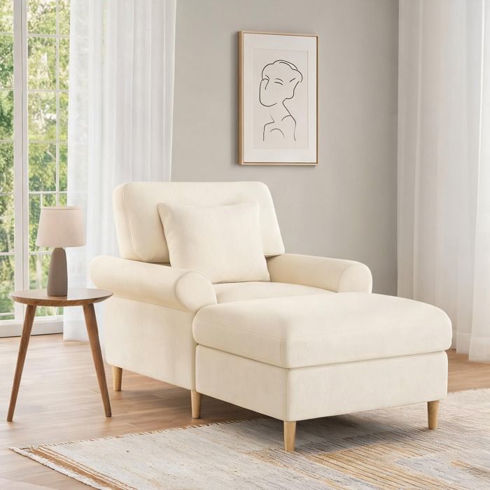 Warm beige 1 place fauteuil relax convertible en couchage grand format XXL revêtement en velours doux