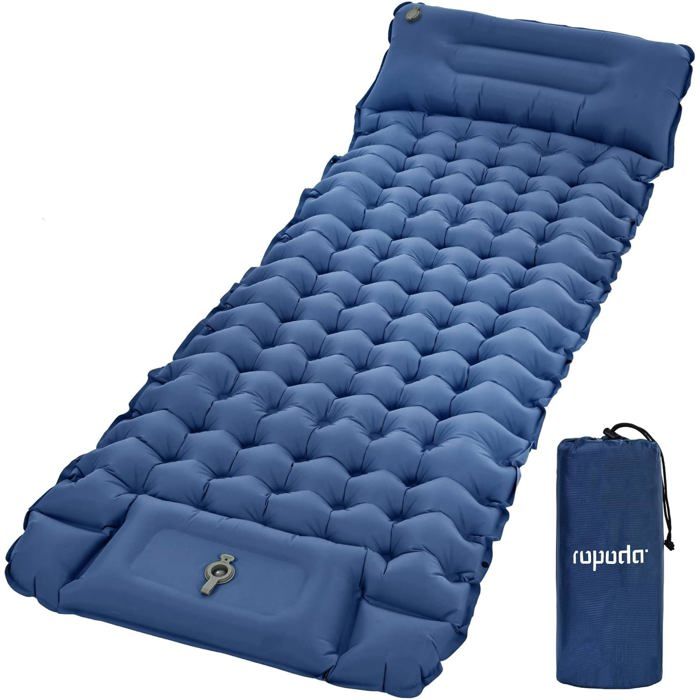 Matelas Gonflable De Camping Ultra Léger Avec Oreiller Pompe À Pied Intégrée Matelas Auto-Gonflant Imperméable Avec Sac De Transpo