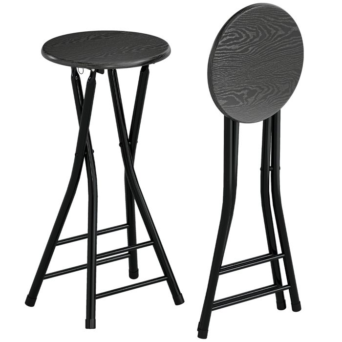 Lot de 2 tabourets de bar - HOMCOM - pliable - double repose-pieds - cadre en acier - 32 x 30 x 61 cm - beige Lot de 2 tabourets de bar - HOMCOM - pliable - double repose-pieds - cadre en acier - 32 x 30 x 61 cm - beige