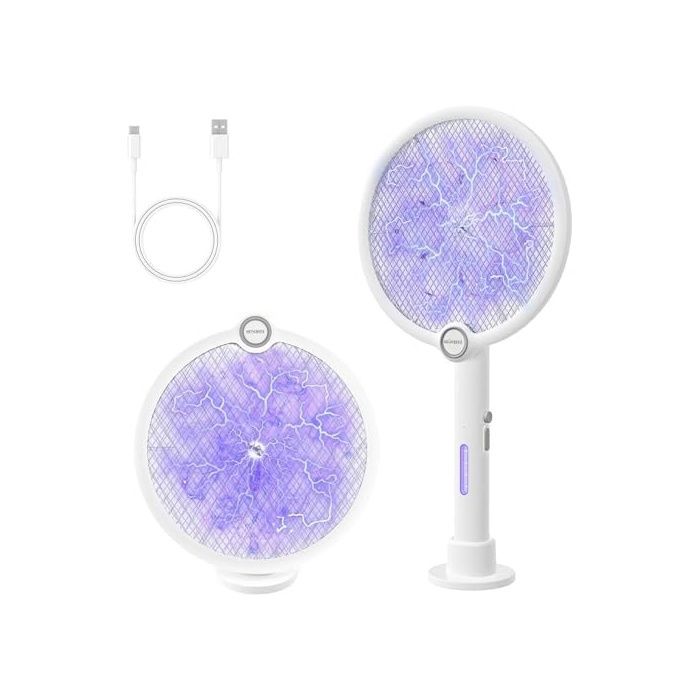 Glückluz Raquette Tue-Moustiques 2 en 1 Électrique-Lampe Anti-Moustiques Auto UV+Mode Manuel Batterie Rechargea LAMPE ANTI-INSECTE