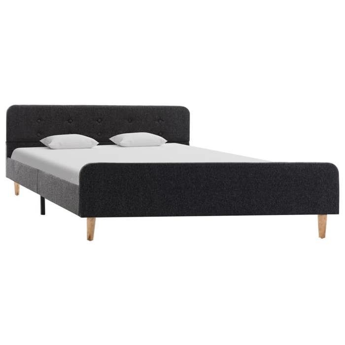 Cadre de Lit sans matelas 2 places Gris Foncé Jute 160x200 cm en bois avec sommier à lattes inclus pour Chambre 817854
