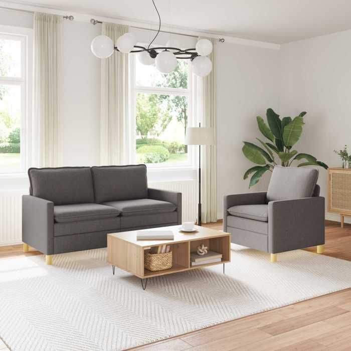 vidaXL Ensemble de Canapés 2 pc Gris foncé Tissu 3417060
