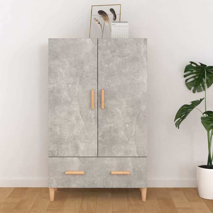 Gris Buffet haut Gris béton 70x31x115 cm Bois dingénierie - Meuble Rangement LV33341