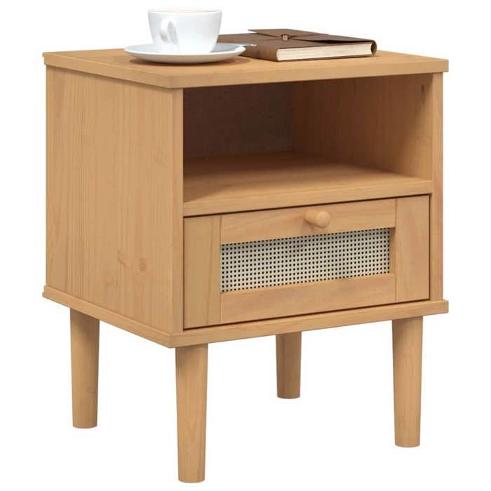 Table de chevet SENJA aspect de rotin - vidaXL - Marron - 40x35x50 cm - Espace de rangement 138000
