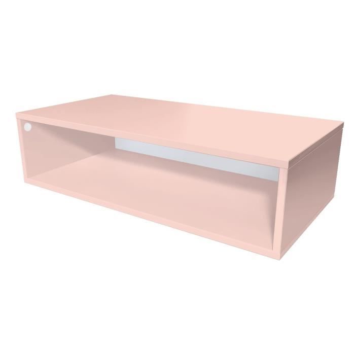 cube de rangement bois longueur 100 cm - couleur - rose pastel