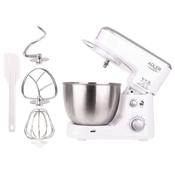 Robot pâtissier multifonction 2100W – Bol en acier inoxydable 7,5L – 6 vitesses – Fonction impulsion pour mélange efficace – Royalty Line