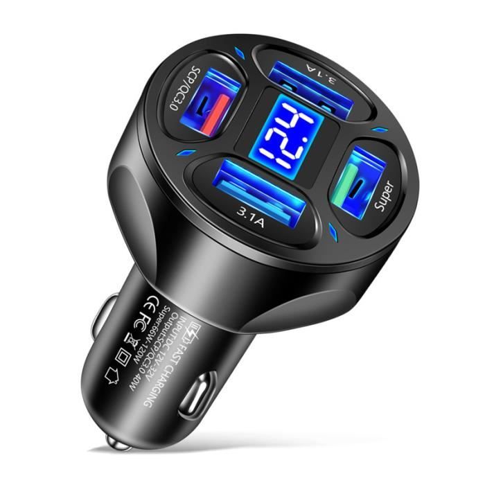 Chargeur Voiture Double Port USB - 12V/24V - Alliage Aluminium - Pour Téléphone Portable