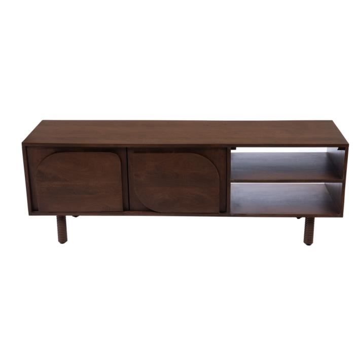 meuble tv 2 portes palette - amadeus - bois massif - marron - 145 cm x 40 cm x 50 cm