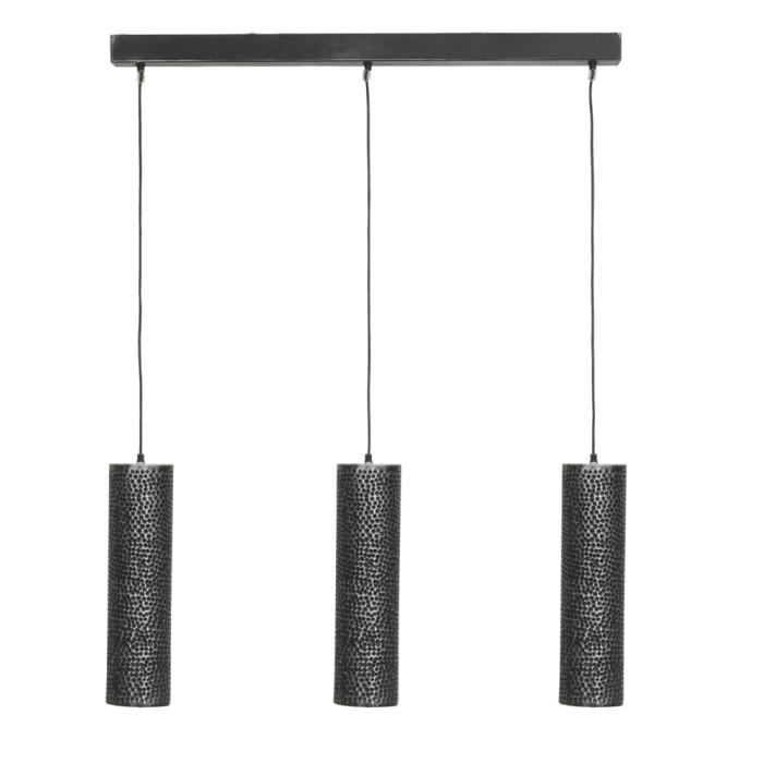 suspension - aubry gaspard - trio en métal cylindrique - noir gris - electrique - contemporain