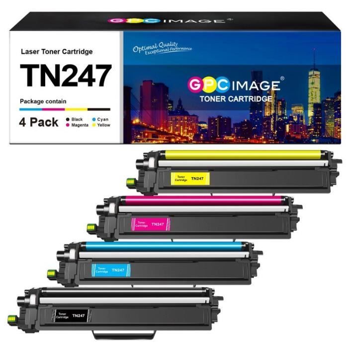 Cartouches de Toner TN247 TN243 GPC IMAGE pour Brother - Pack de 4 - Noir,  Cyan, Jaune, Magenta - Cdiscount Informatique