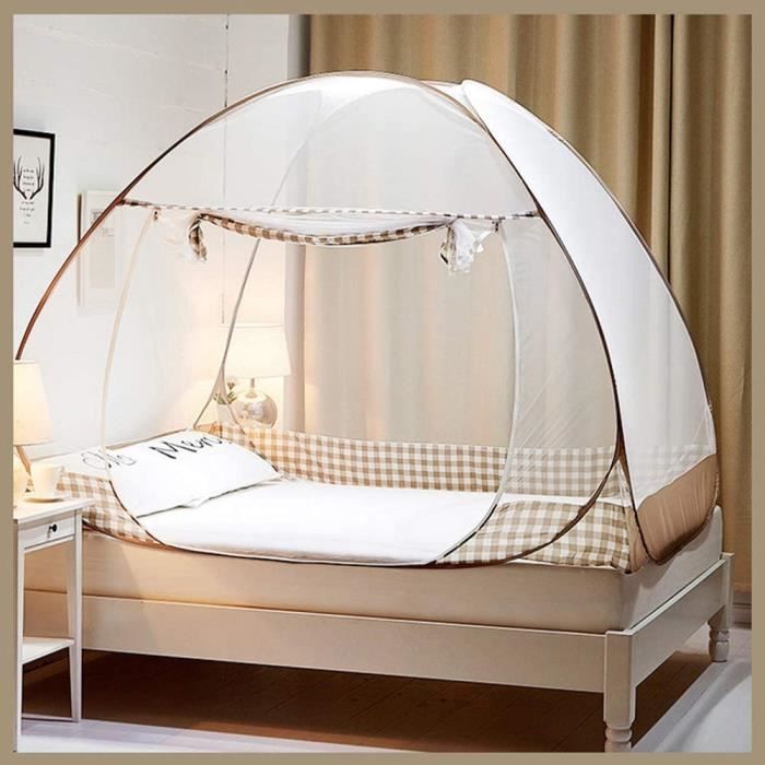 Moustiquaire de Lit Pliable Pop Up Grand Moustiquaire Tente en Forme de Dôme  Porte Simple Camping(Café léger 1,150 x 200 x 150[77] - Cdiscount Maison