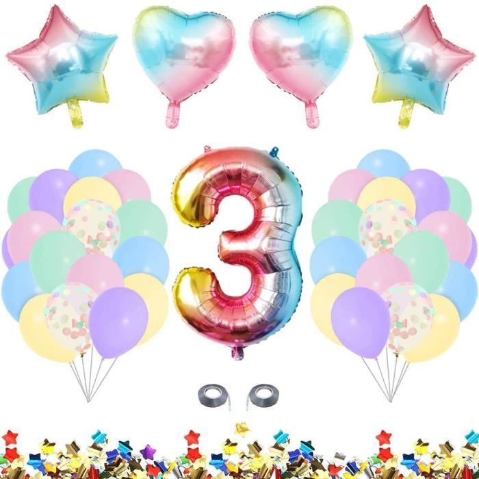 Ballon d'anniversaire en forme de chiffre de 3 ans - Rose et bleu - Taille XXL - 101 cm - Ballons 3 ans - Décoration de fête prénatale pour garçon et fille Ballon d'anniversaire en forme de chiffre de 3 ans - Rose et bleu - Taille XXL - 101 cm - Ballons 3 ans - Décoration de fête prénatale pour garçon et fille