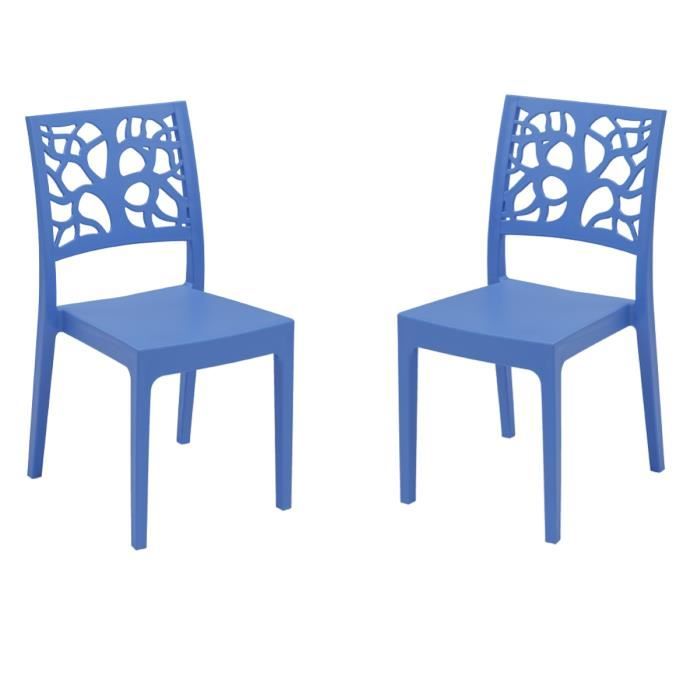 chaise de bar de cuisine empilable en polypropylène teti bleu clair set 2