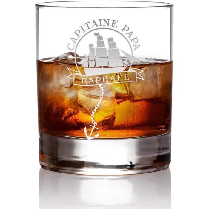 Verre À Rhum - Gravure - Voilier Avec Ancre - Capitaine Papa