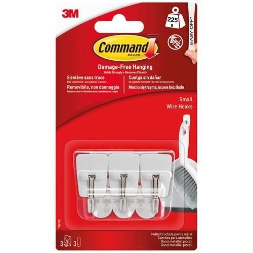 3M Crochet adhésif - Rectangulaire petit - Crochet pointe métal - Supporte 225 g - Lot de 3