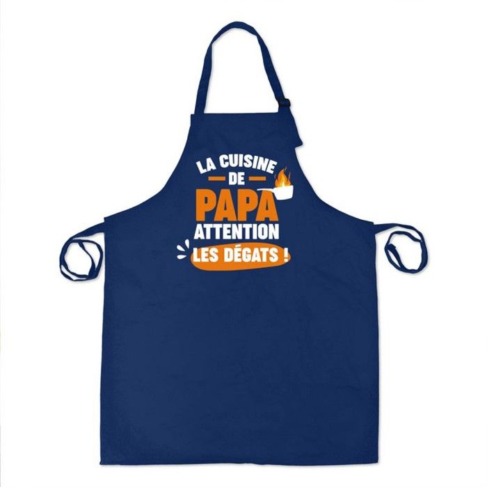 Tablier De Cuisine "Dans La Cuisine De Papi" - 100% Coton, Lanières Ajustables, Cadeau Pour Grand-père
