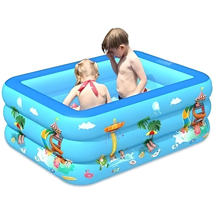 Piscine Gonflable Famille Enfant Rectangulaire Plastique Jardin - Hors-sol