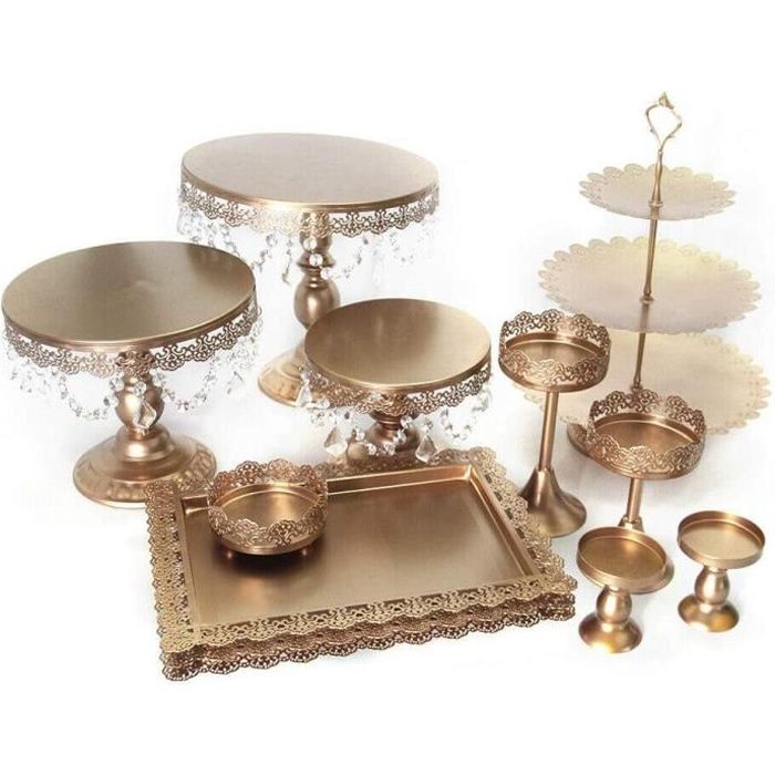 12 Pieces Presentoirs Dore Pour Gateau Support A Gateau Dore 12 Pieces Avec Cristal Cdiscount Maison