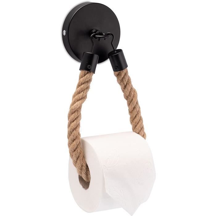 Porte-Papier Toilette En Corde - Sans Perçage - Style Vintage Jute - Autocollant