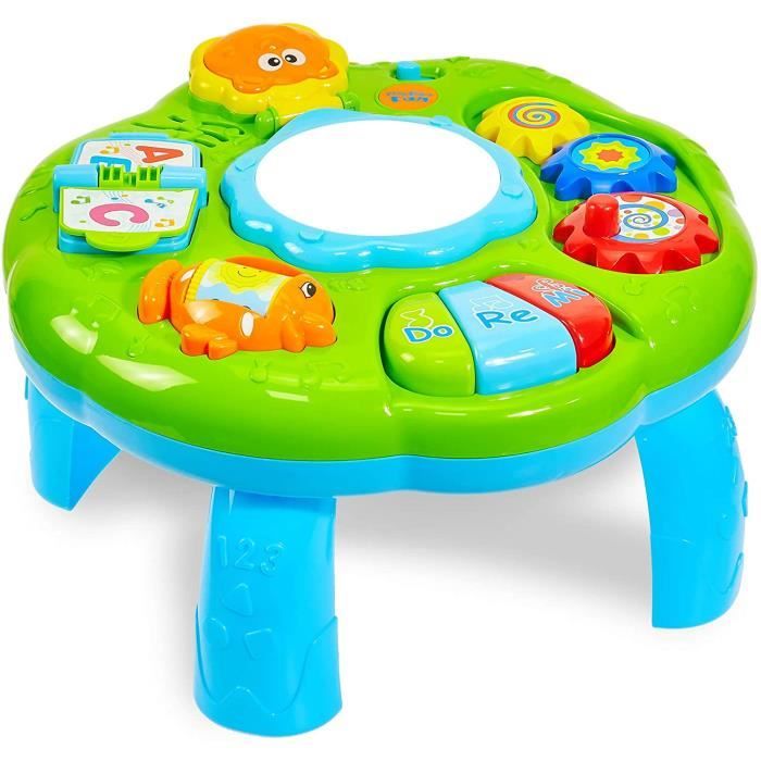 Table d'activité Tambour Bébé Jouet Musical avec Lumières Jeux Éducatifs  Cadeau pour Bébé Garçon Fille 18 Mois 1 an 2 3 Ans