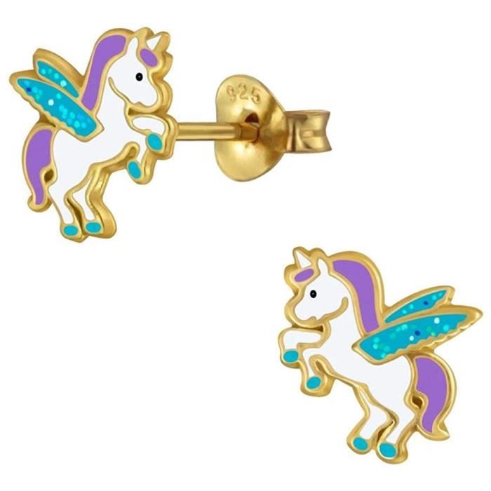 Boucles D'oreilles Fille Laimons Boucles D'oreilles Licorne En Argent Sterling 925 Pour Boucle D Oreille Enfant