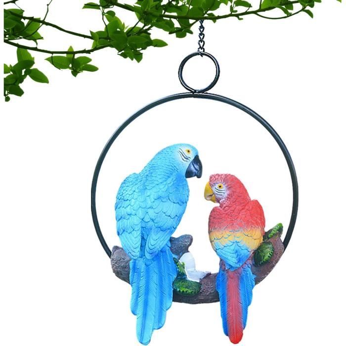 Statue Déco Oiseau Perroquet 117cm Bleu
