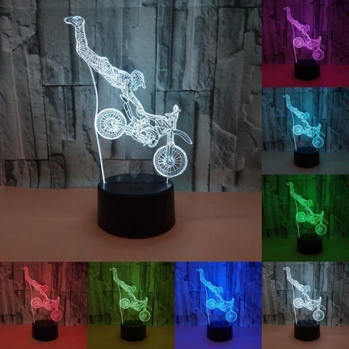 Moto 3D lampe led Table Lampe Moto Nuit Lumières Led Lampe de Lampe  Décorative pour Enfants cadeau J0CD80