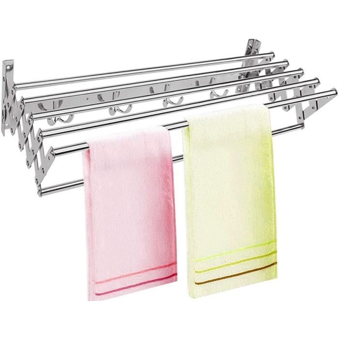 Séchoir à Linge Mural 9 Barres Extensible Ajustable 100 cm - Étendoir à