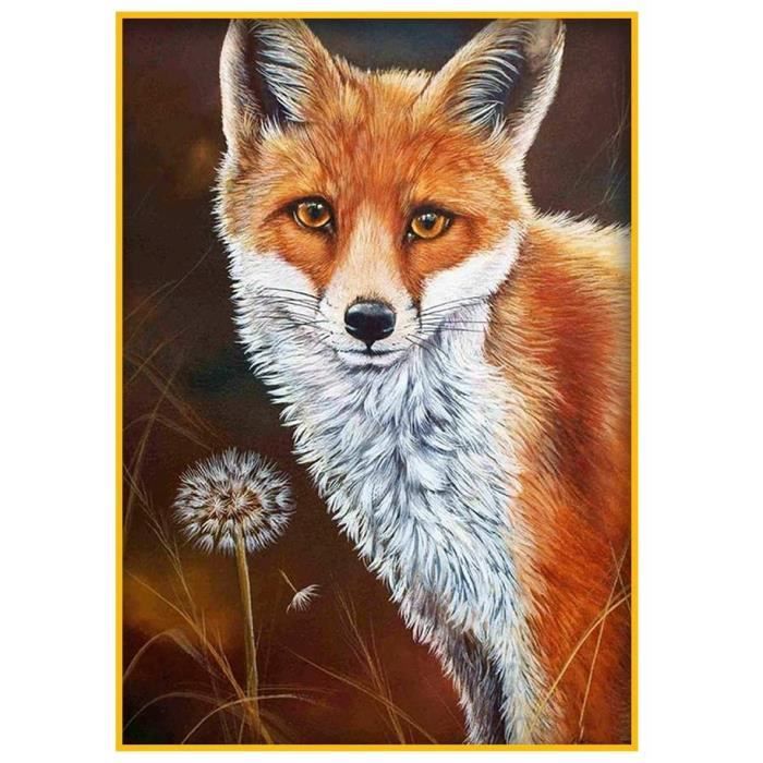 AIRDEA Renard Peinture En Diamant Kits Pour Adultes Enfants, 5D Rond Diamond Painting Kit Complet, DIY Art Du Diamant Renard Peinture Diamant Animal Kits,Broderie Diamant Pour La Décor 30x40cm