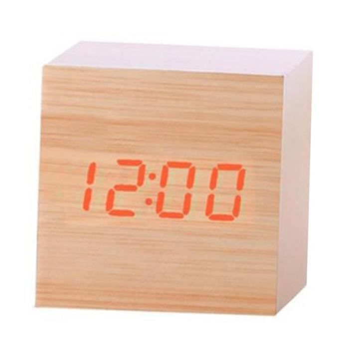 Miroir Réveil LED Montre Numérique Table Commande Vocale Affichage Numérique De La Température