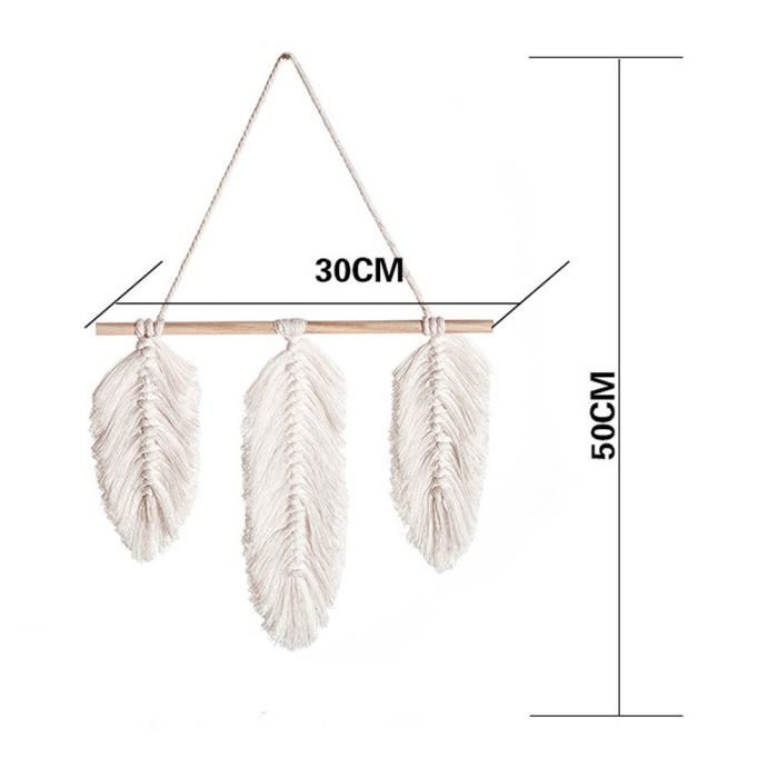 Décoration Murale en Macramé Au Crochet Attrape Rêves,Plume Colorée