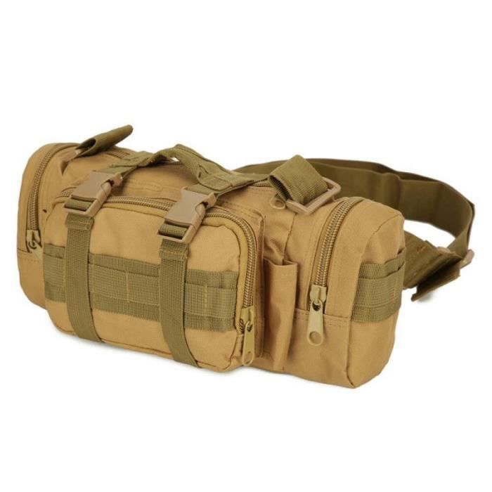Sac Bandoulière Tactique Militaire SINAIRSOFT - Nylon Avec MOLLE - Taille Moyenne - Camouflage/Noir